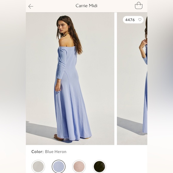 NWT Free People Carrie Midi Dress in “Blue Heron” - Picture 5 of 9